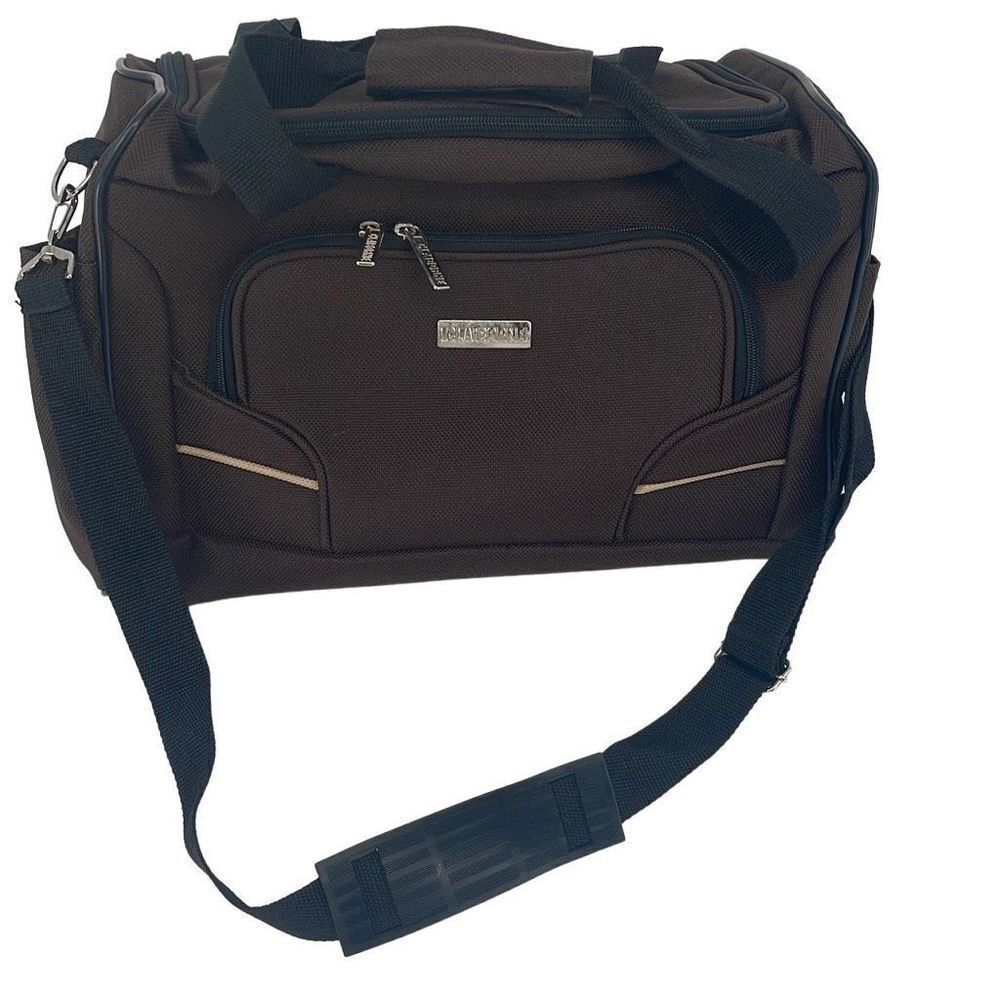 Claiborne Carry On Bag‎ Luggage Zip Pockets Detachable Strap Brown